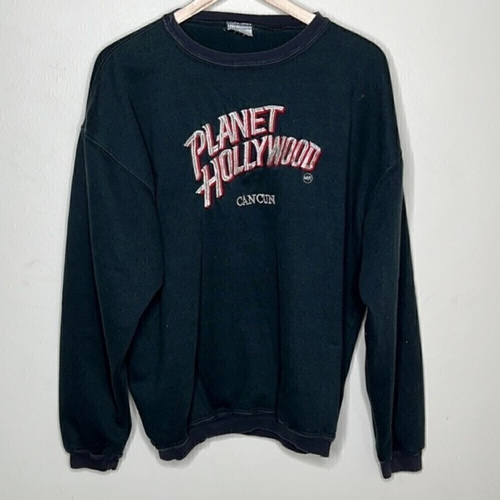 PLANET HOLLYWOOD CANCUN LARGE BLACK PULLOVER CREWNECK SWEATSHIRT